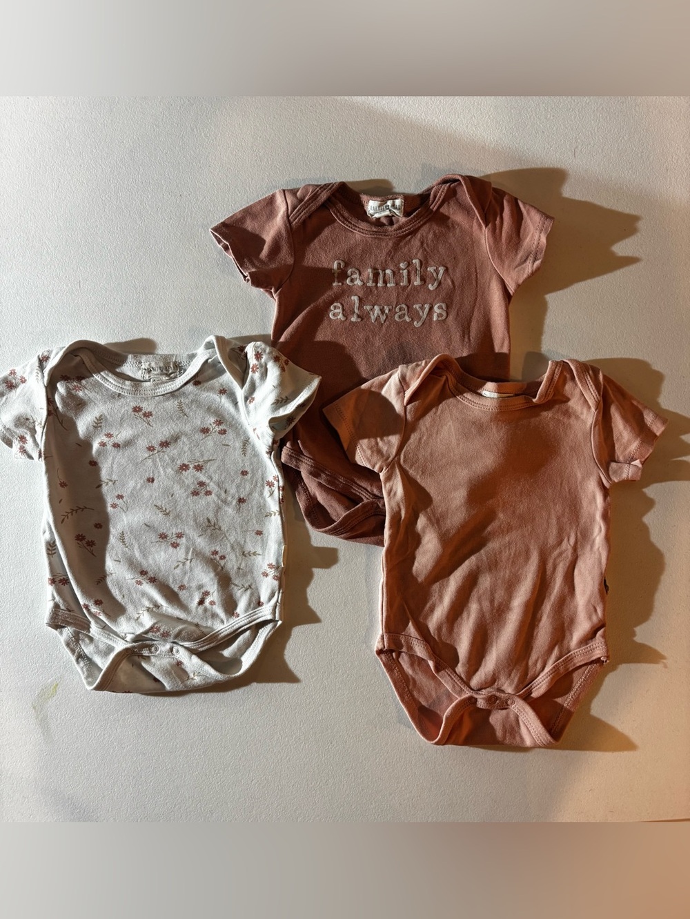 Baby One-Piece Bodysuit 3-Pack - Rose, Dusty Rose & Cream Floral